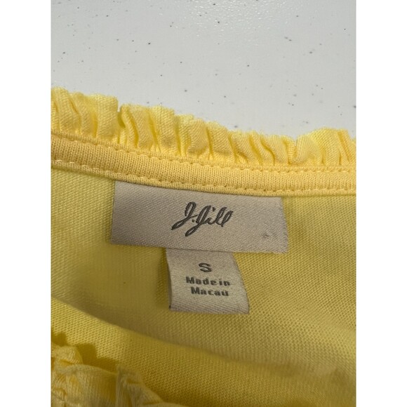 J Jill Women's Yellow Bell Sleeve Soft Cotton Modal Top Silk Trim Size S - Picture 5 of 10